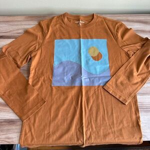Amazon Essentials Boys L 10 Long Sleeve 100% Cotton Graphic T Shirt Brown